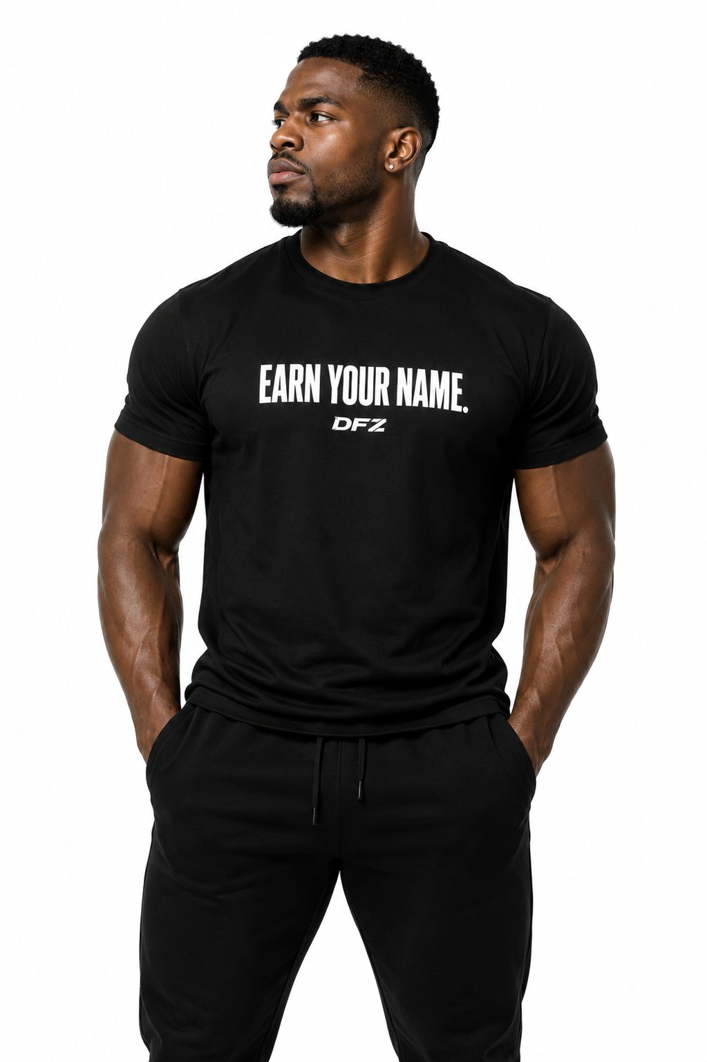 DFZ EARN YOUR NAME UNISEX TEE — BLACK