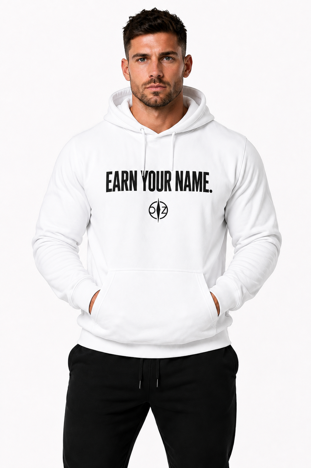 DFZ Men Signature White Hoodie Earn Your Name™